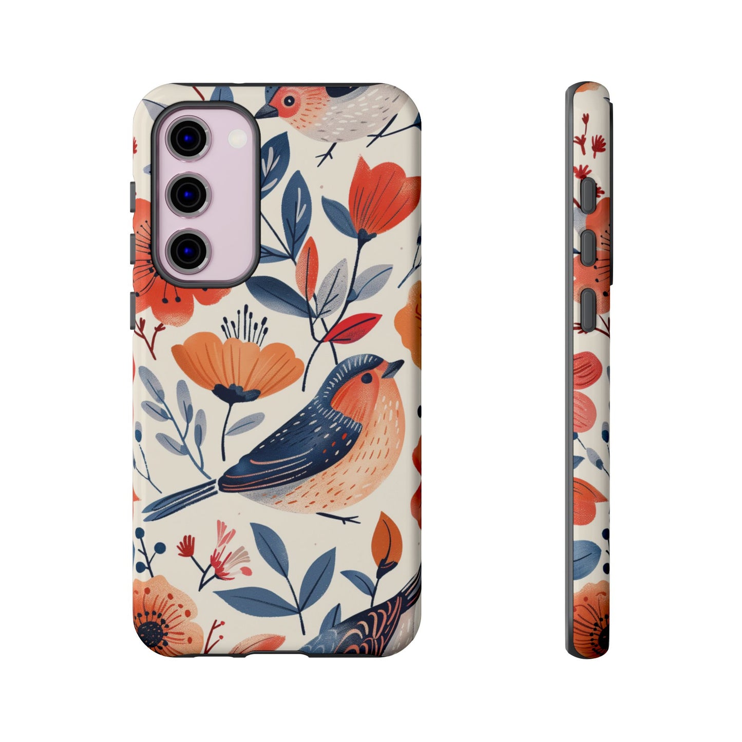 Floral Bird Phone Case - Elegant Nature-Inspired Cover for iPhone, Samsung & Google Pixel