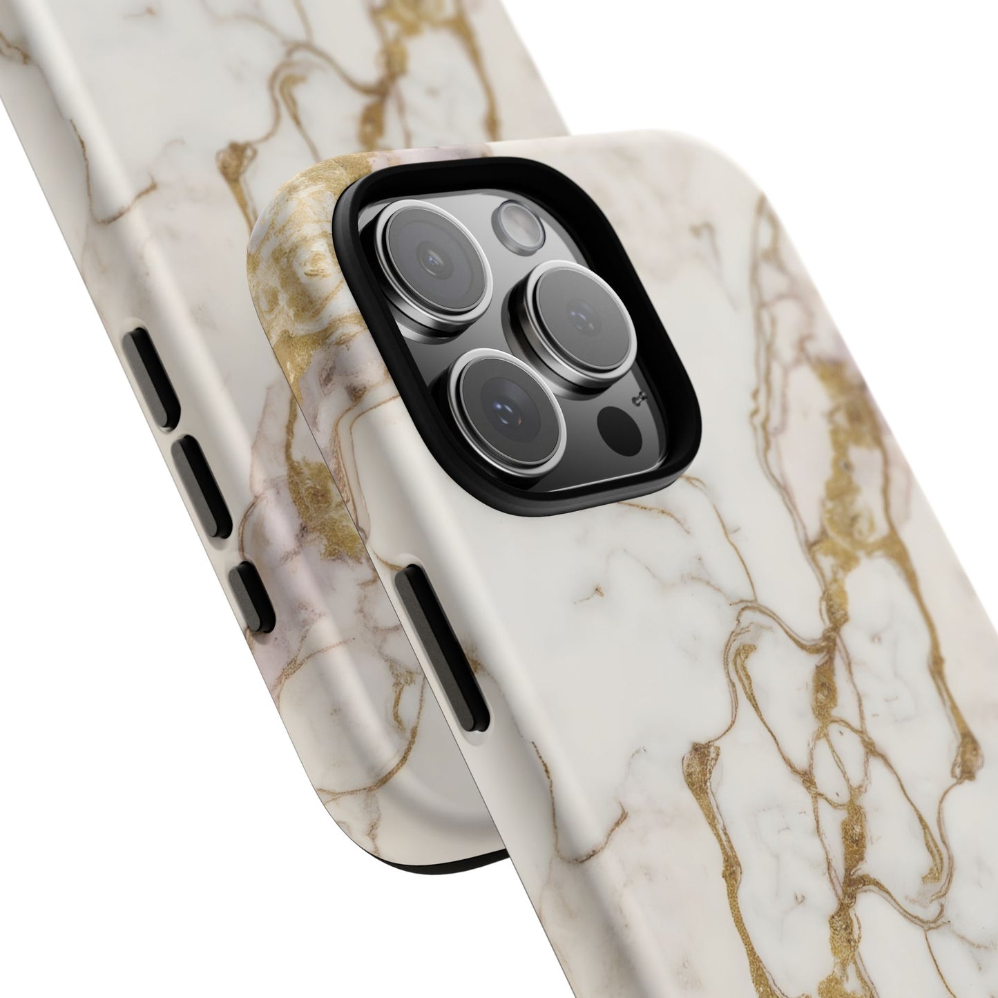 Elegant White and Gold Marble Case Design