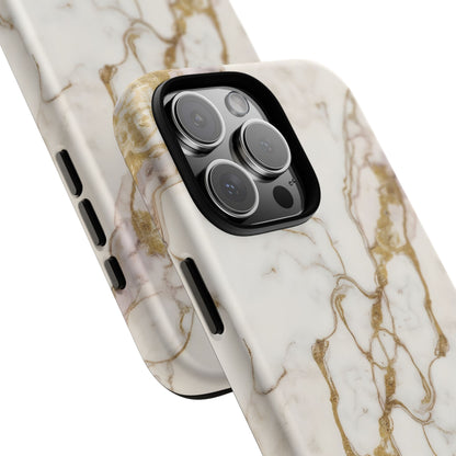 Elegant White and Gold Marble Case Design