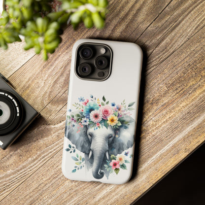 Floral Crown Elephant Mobile Cover – Elegant Watercolor Art