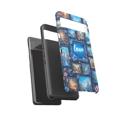 Blue Floral Love Frame Phone Case
