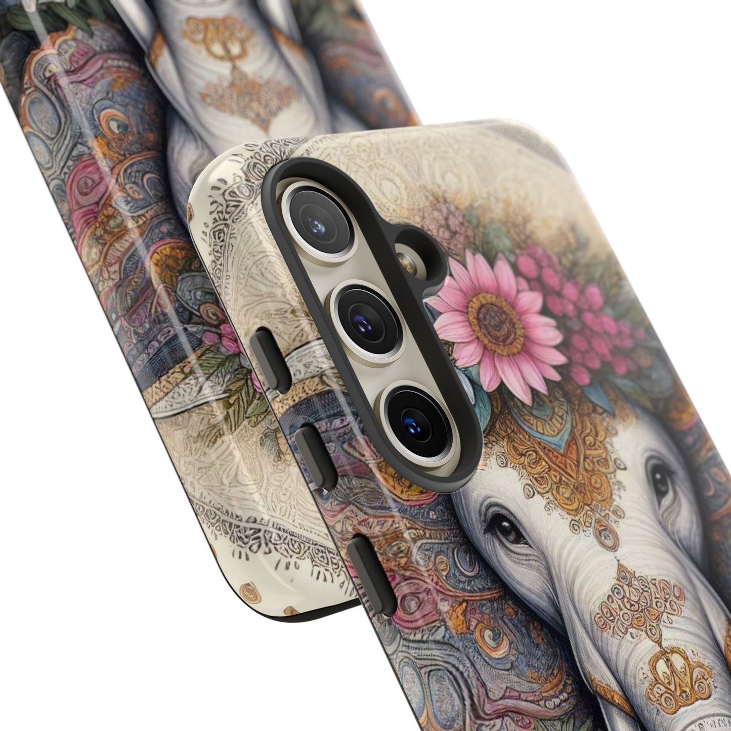 Elegant Floral Elephant Mobile Cover – Royal Mandala Art