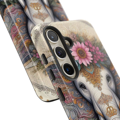 Elegant Floral Elephant Mobile Cover – Royal Mandala Art