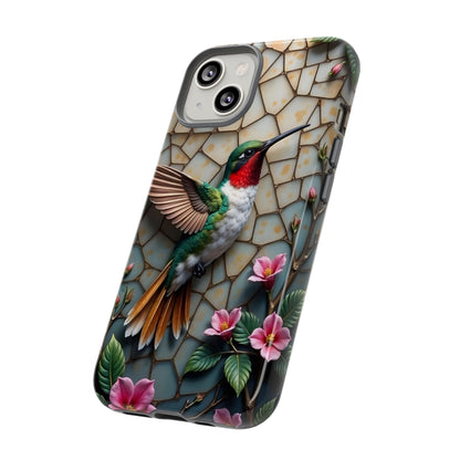 Vivid Hummingbird with Blossoming Branches | Artistic Mosaic Style