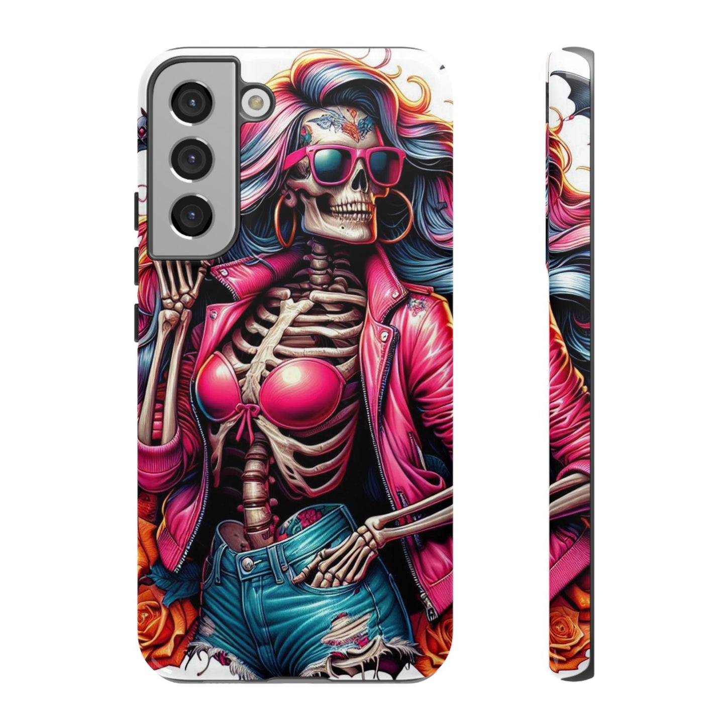 Neon Bones – Retro Skeleton & Vibrant Punk Aesthetic Mobile Cover
