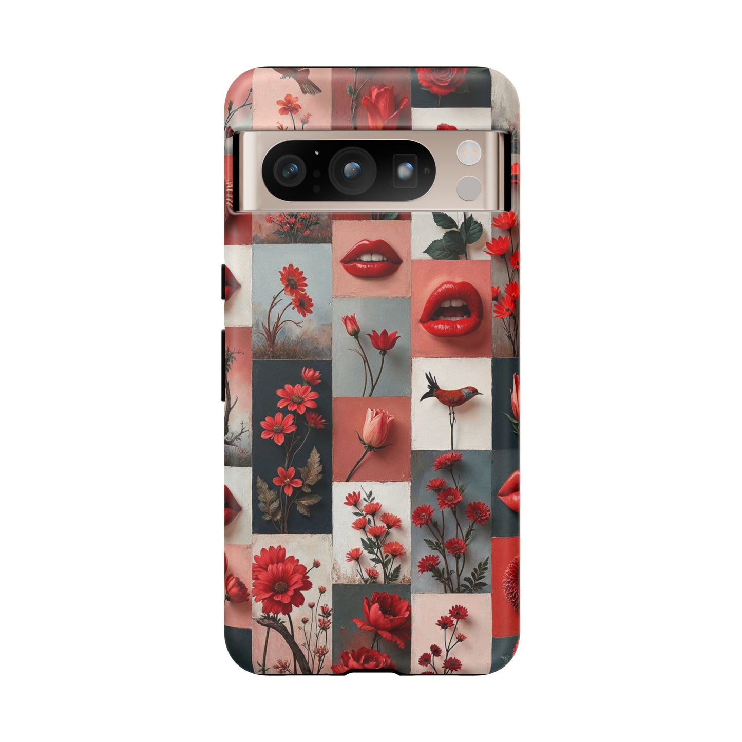 Red Flowers & Lips Collage Phone Case
