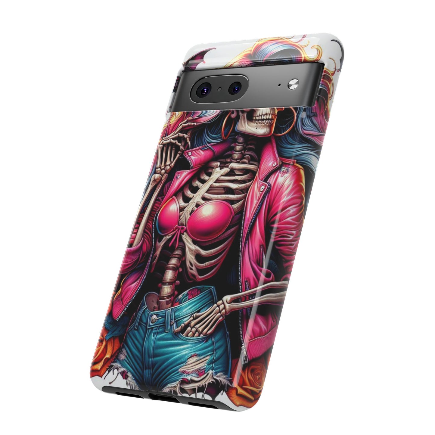 Neon Bones – Retro Skeleton & Vibrant Punk Aesthetic Mobile Cover