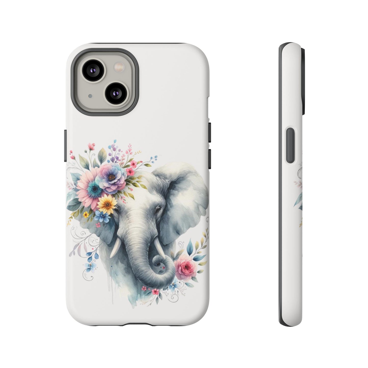 Floral Elephant Mobile Cover – Elegant Watercolor Art