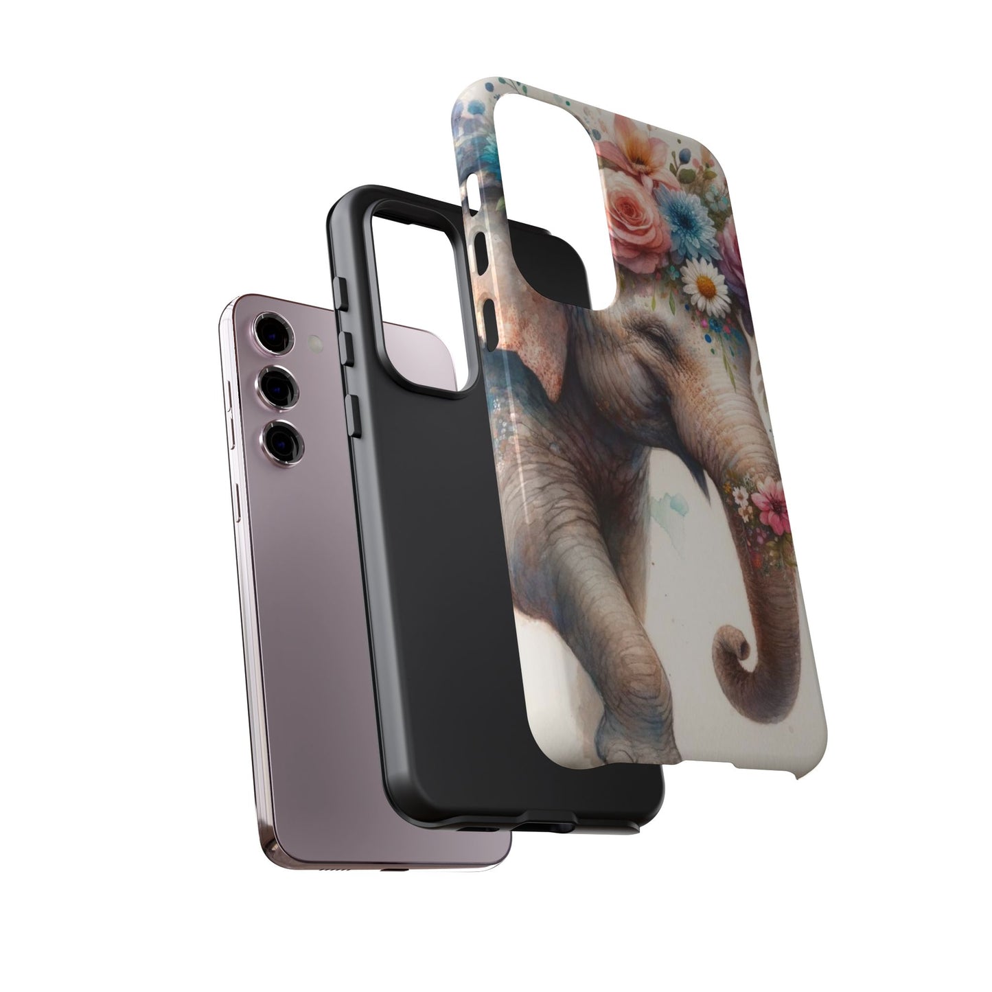 Joyful Floral Elephant Mobile Cover – Whimsical Watercolor Art