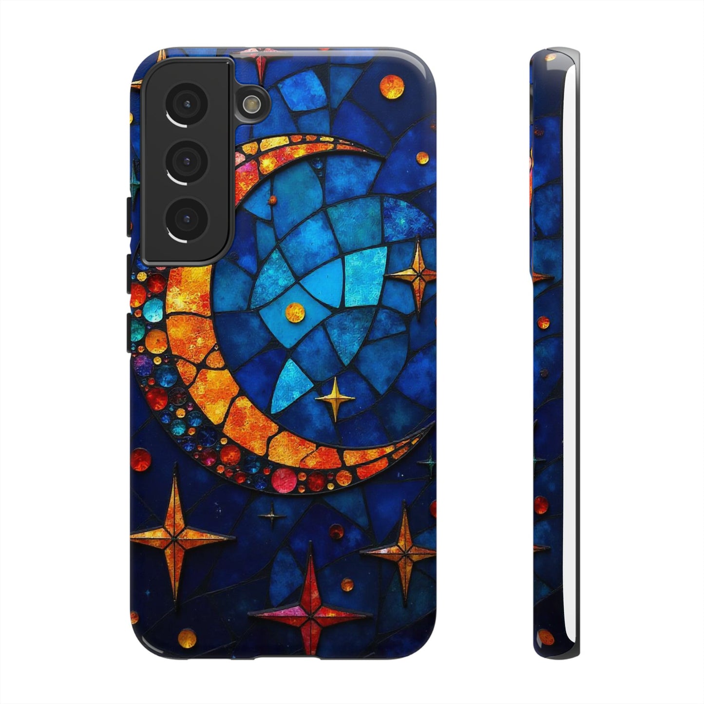 Celestial Crescent: Moon and Stars in Color