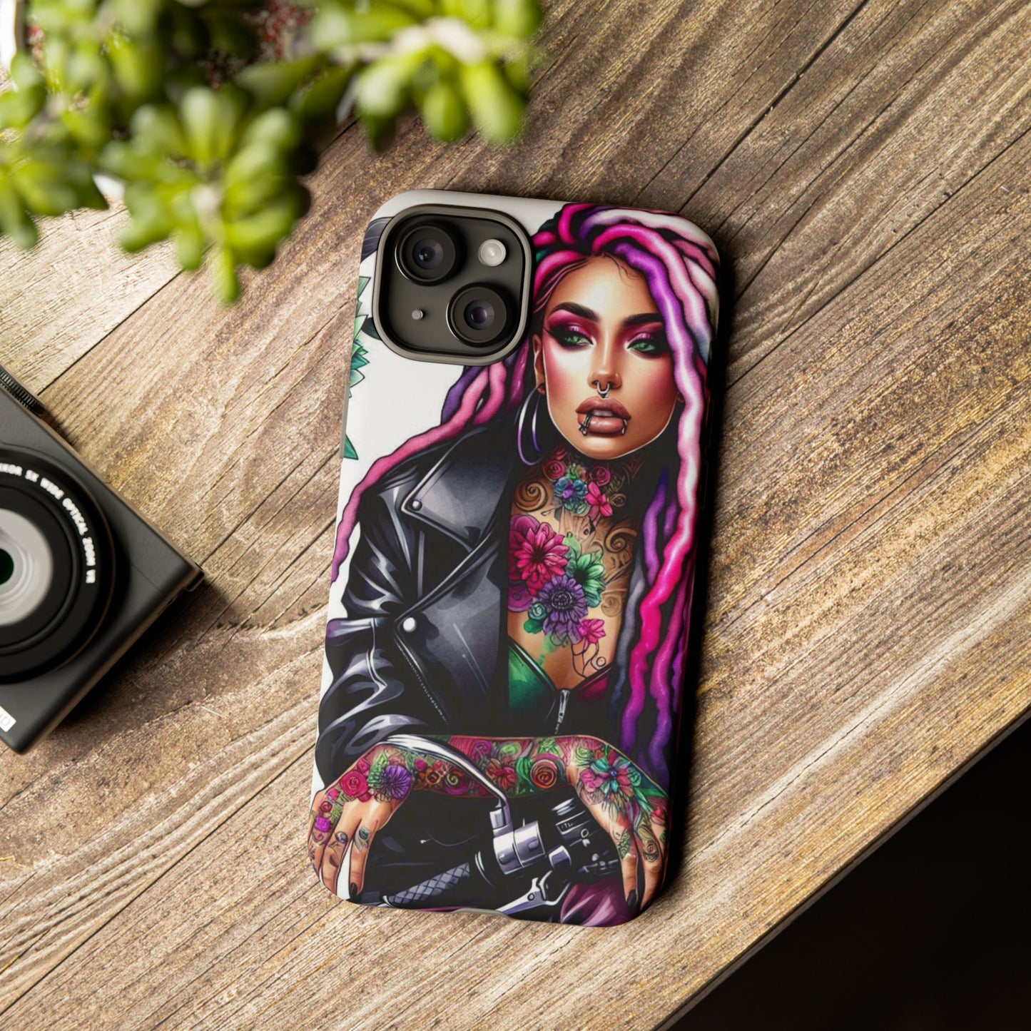 Neon Rebel – Vibrant Biker Queen Mobile Cover