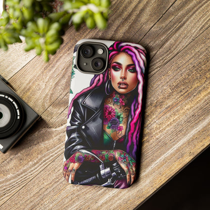 Neon Rebel – Vibrant Biker Queen Mobile Cover