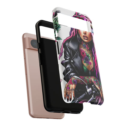 Neon Rebel – Vibrant Biker Queen Mobile Cover