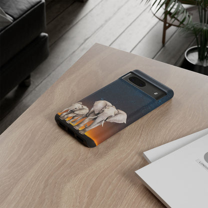 Starry Safari Elephant Family Mobile Cover – Cosmic Wildlife Aesthetic