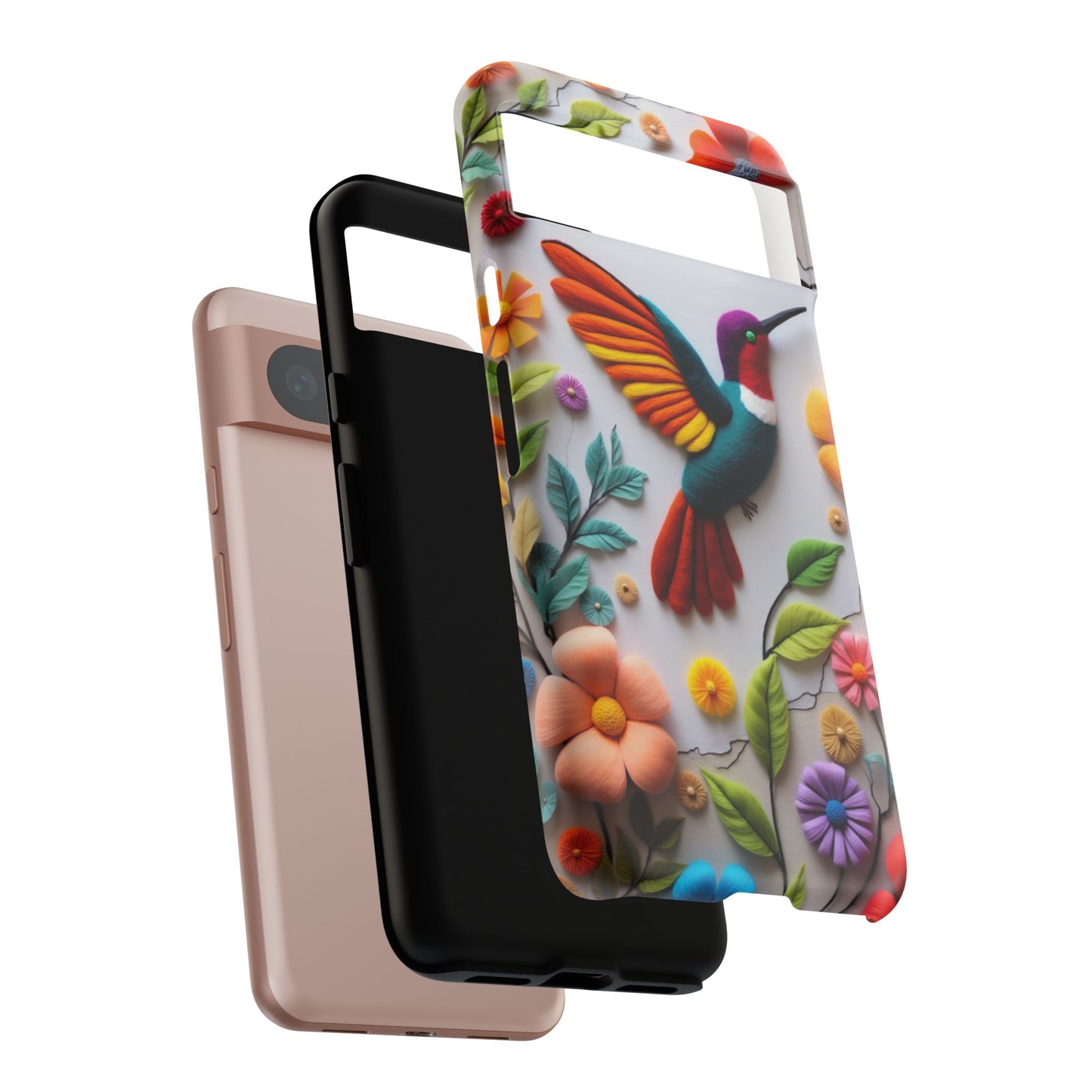 Embroidered Hummingbird with Floral Design | Nature's Elegant Stitch | iPhone 16 Pro