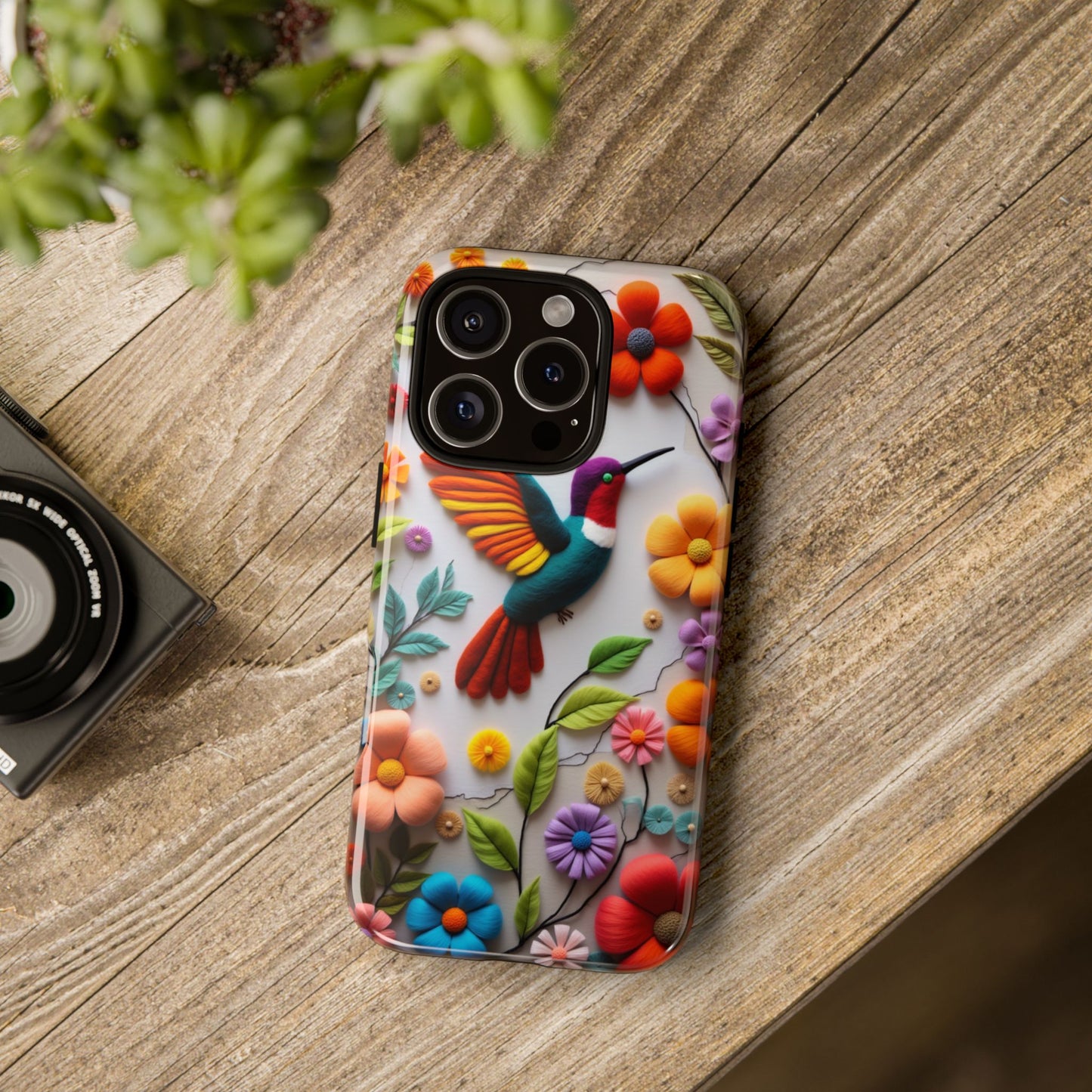 Embroidered Hummingbird with Floral Design | Nature's Elegant Stitch