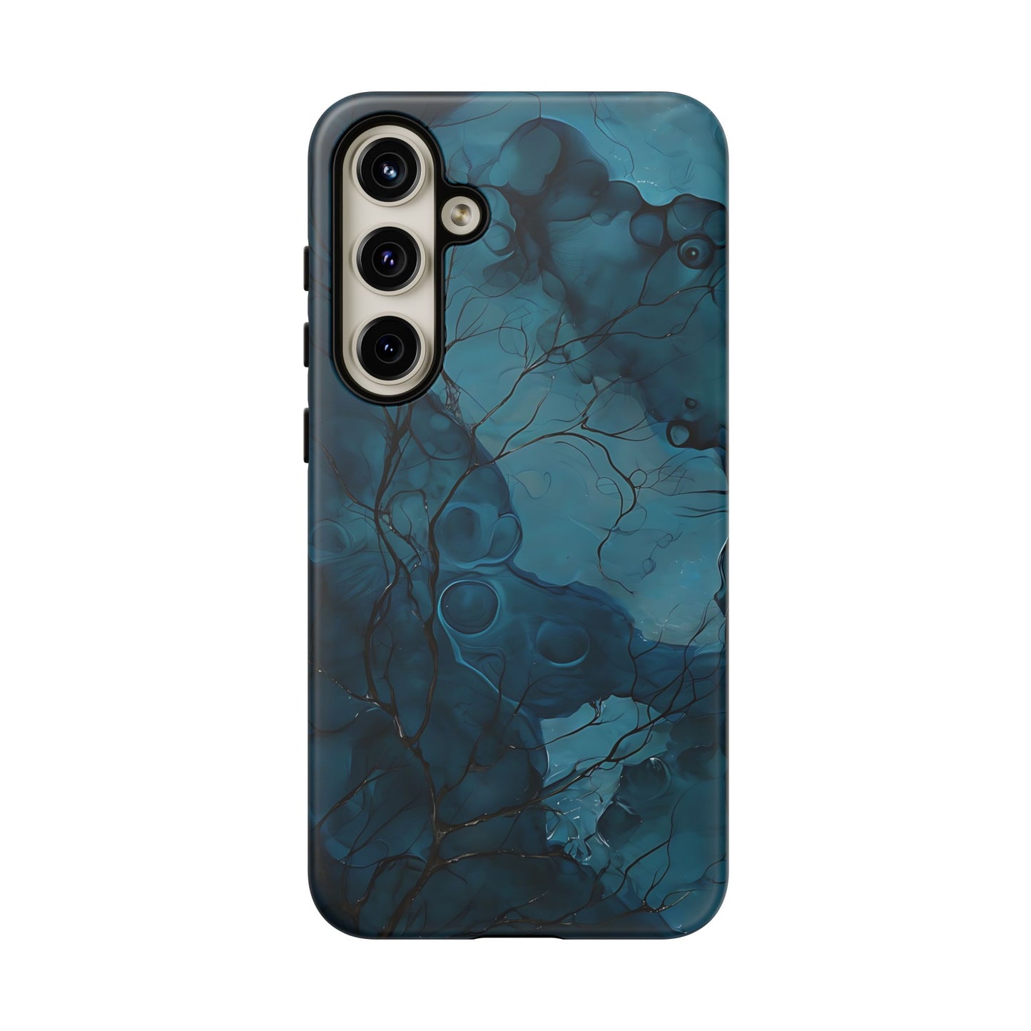 Surreal Abstract Digital Art With Deep Teal And Navy Hues phone case design