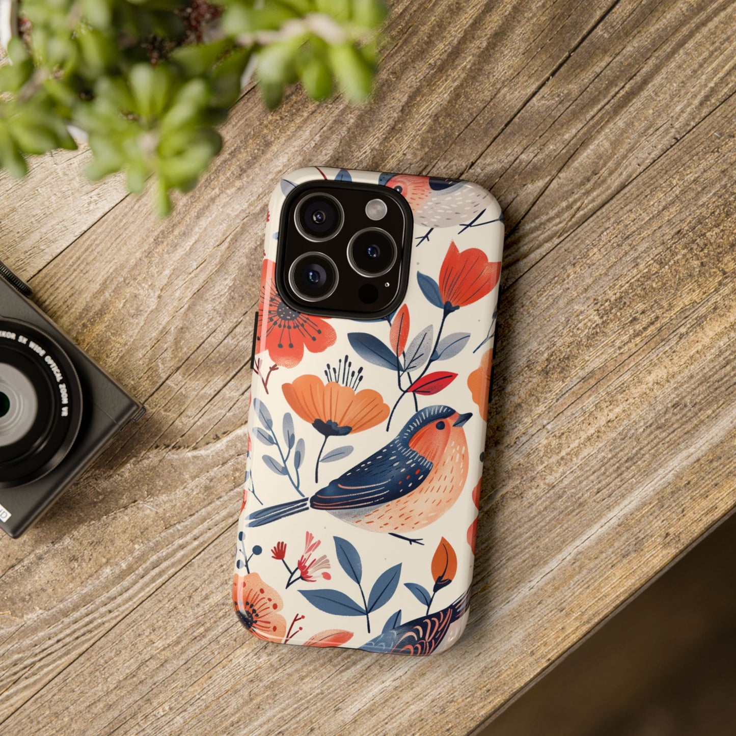 Floral Bird Phone Case - Elegant Nature-Inspired Cover for iPhone, Samsung & Google Pixel