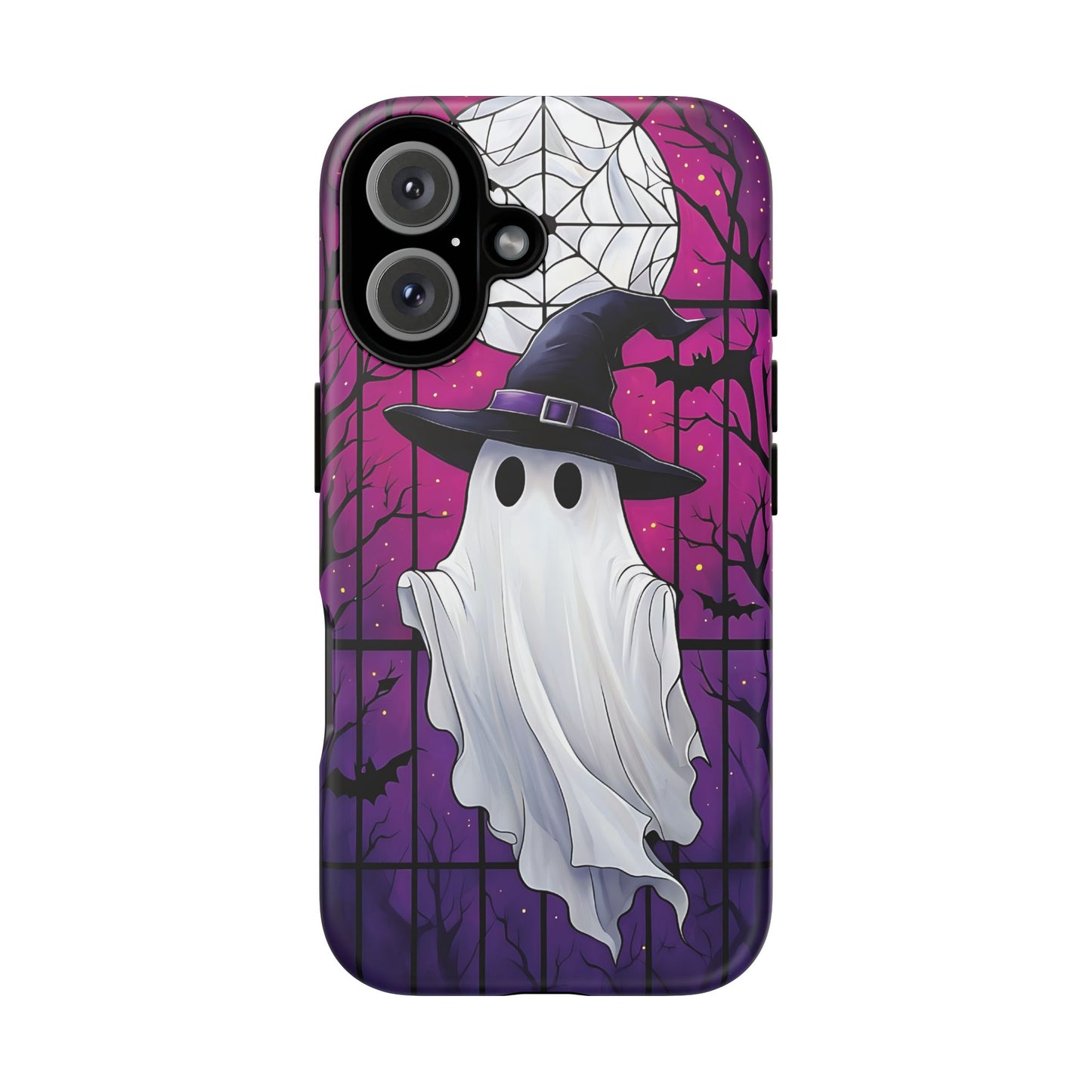 Stylized Halloween Illustration of a Ghost in Stained Glass  phone case design.