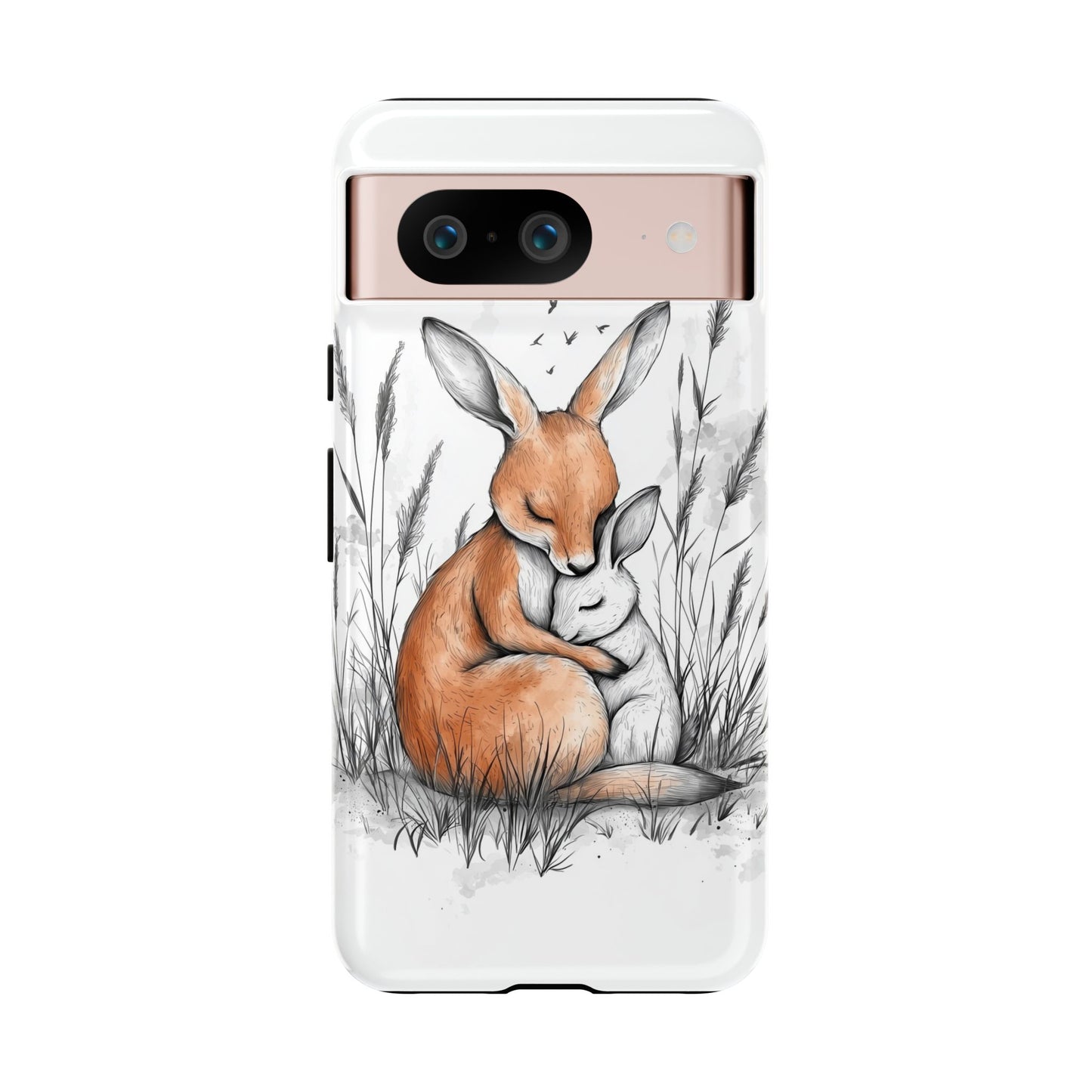 Bunny Embrace: Watercolor Woodland Hug Phone Case for iPhone, Samsung & Pixel