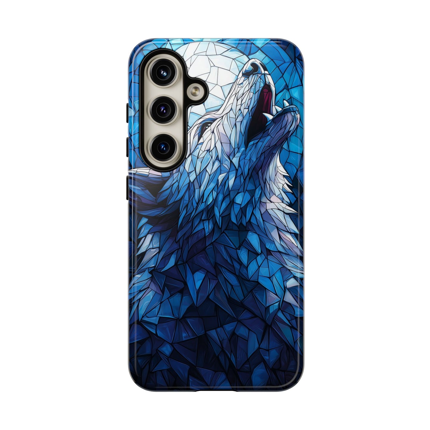 Mystic Moon Wolf – Stained Glass Mosaic Phone Case for iPhone, Samsung & Pixel