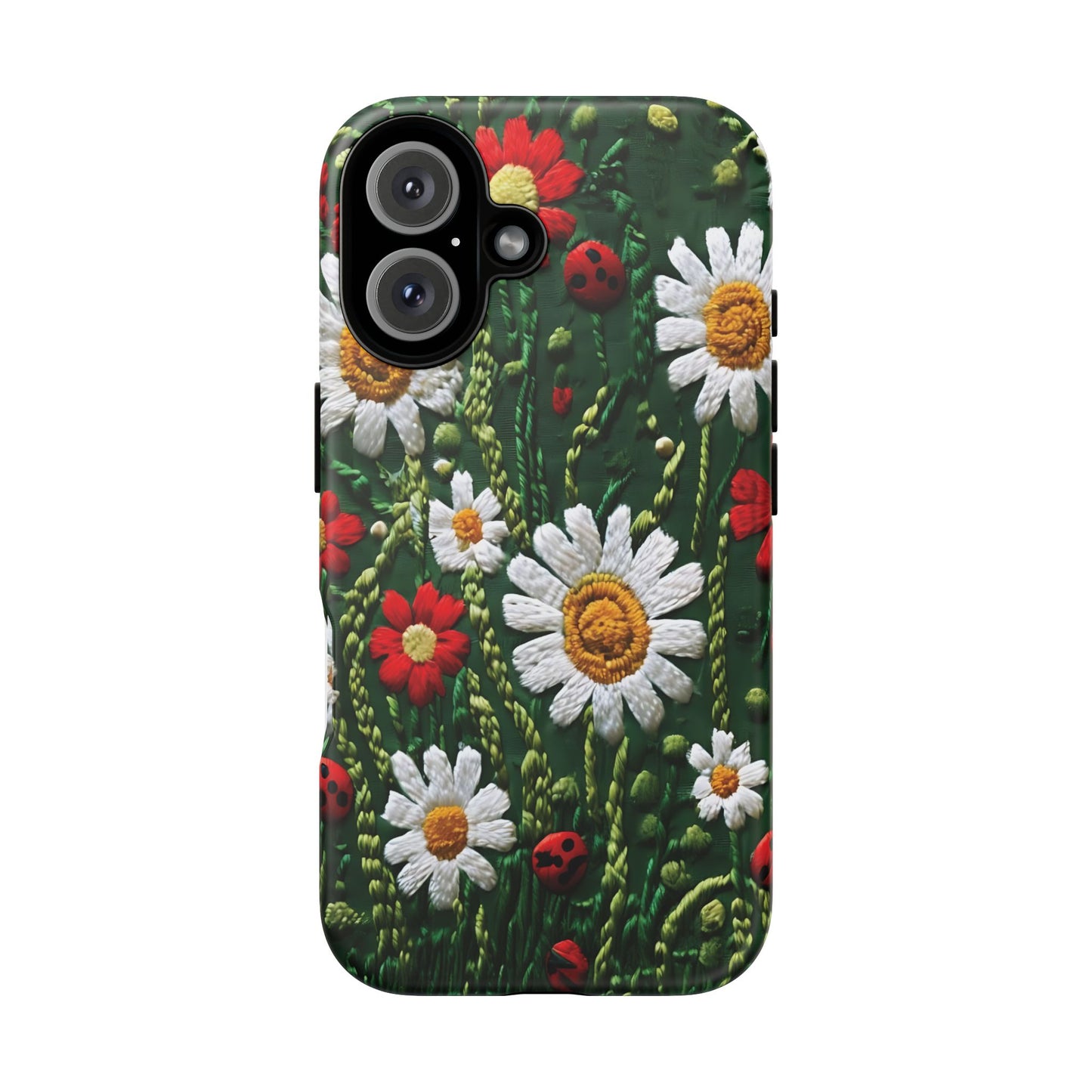 Knitted Pattern With Diamonds And Festive Motifs On Navy phone case design.