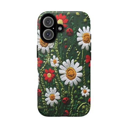 Knitted Pattern With Diamonds And Festive Motifs On Navy phone case design.