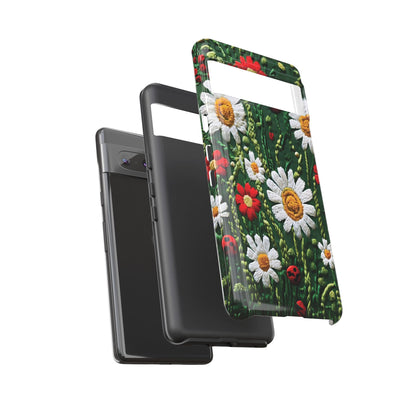 Knitted Pattern With Diamonds And Festive Motifs On Navy phone case design.