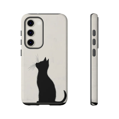 Silent Gaze: Minimalist Black Cat  Phone Case for iPhone, Samsung & Pixel