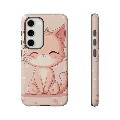 Kawaii Blush Kitty – Chibi Anime Cat Phone Case for iPhone, Samsung & Pixel