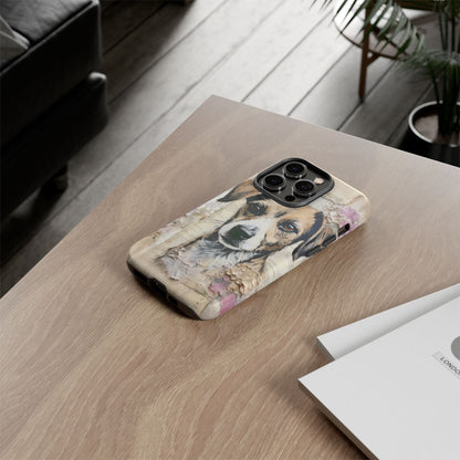 Vintage Collage Dog Portrait Mobile Cover – Artistic Mixed Media Design