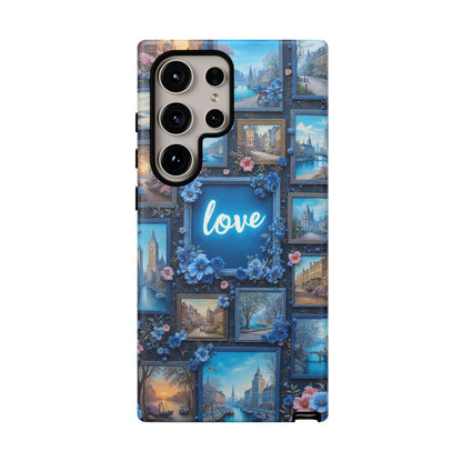 Blue Floral Love Frame Phone Case