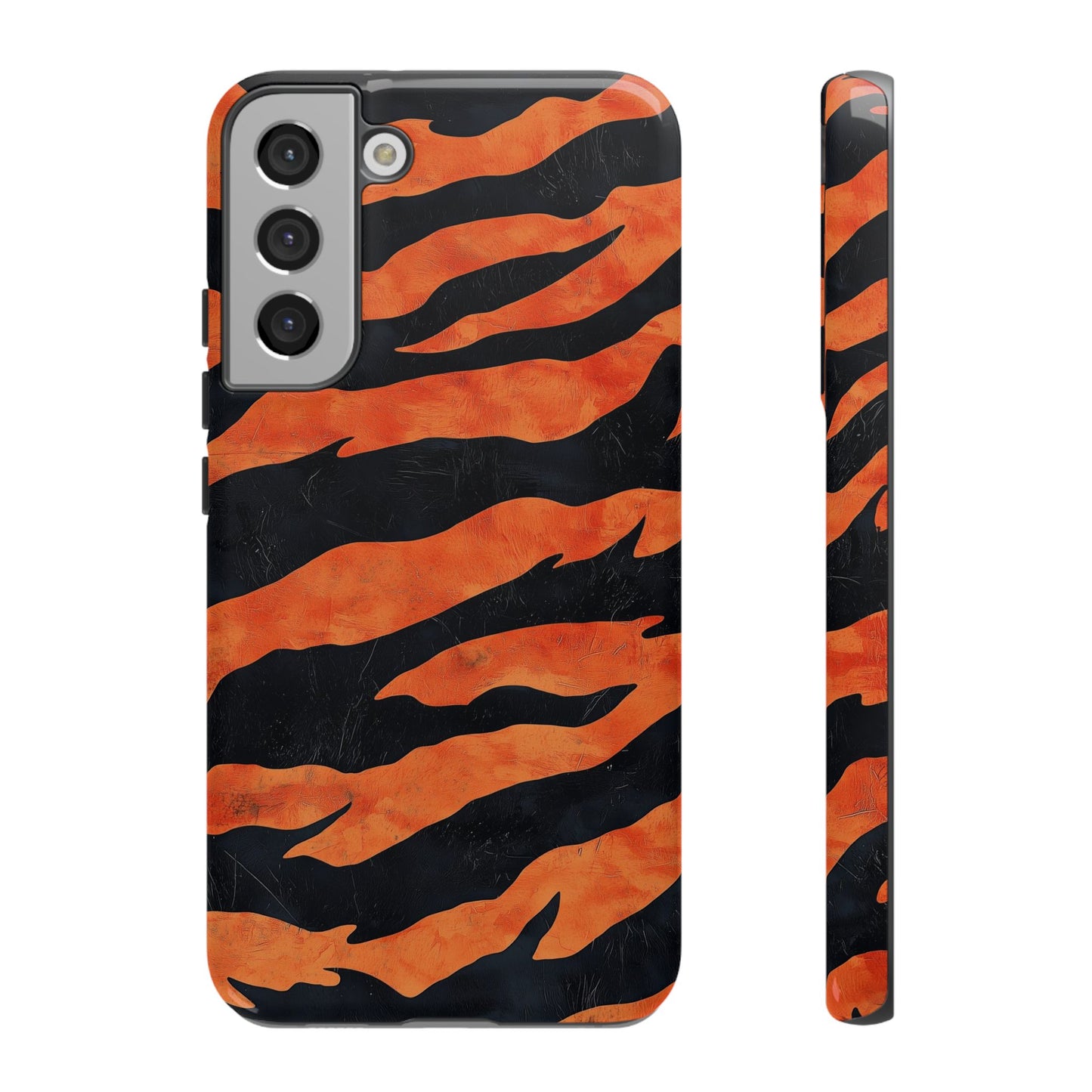 Burnt Orange & Black Tiger Stripes Phone Case for iPhone, Samsung & Google Pixel