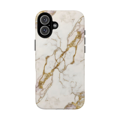 Elegant White and Gold Marble Case Design