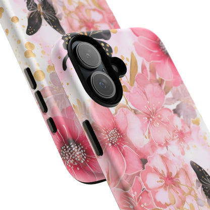 Pink Blossom & Gold Butterfly Mobile Case