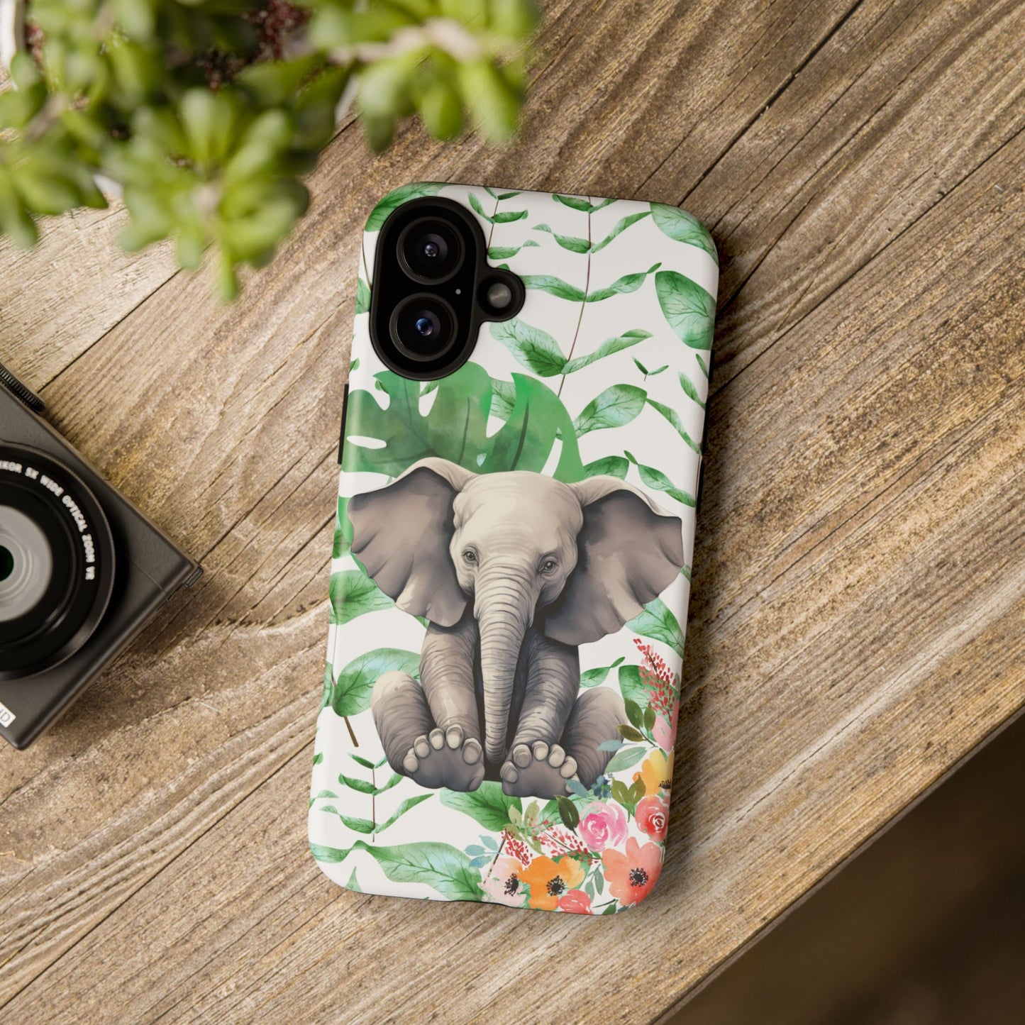 Cute Baby Elephant Mobile Cover – Floral & Tropical Aesthetic