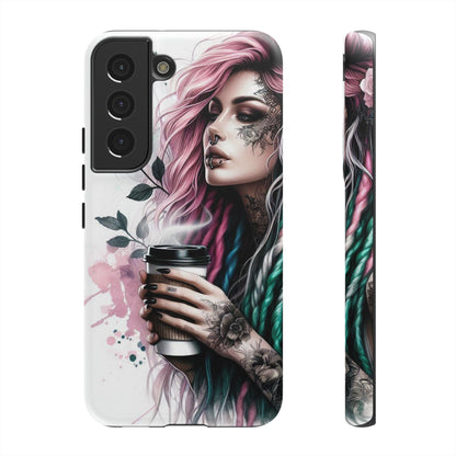 Boho Rebel – Vibrant Dreadlocks & Tattooed Coffee Lover Mobile Cover