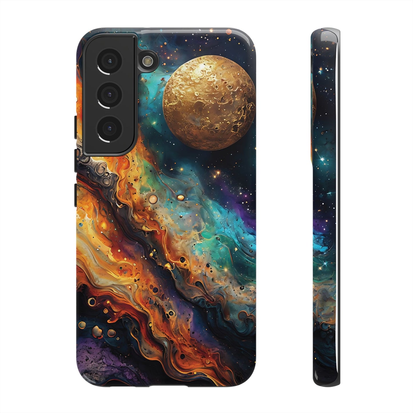 Cosmic Abstract Artwork With Dynamic Swirling Fluid Patterns phone case design.