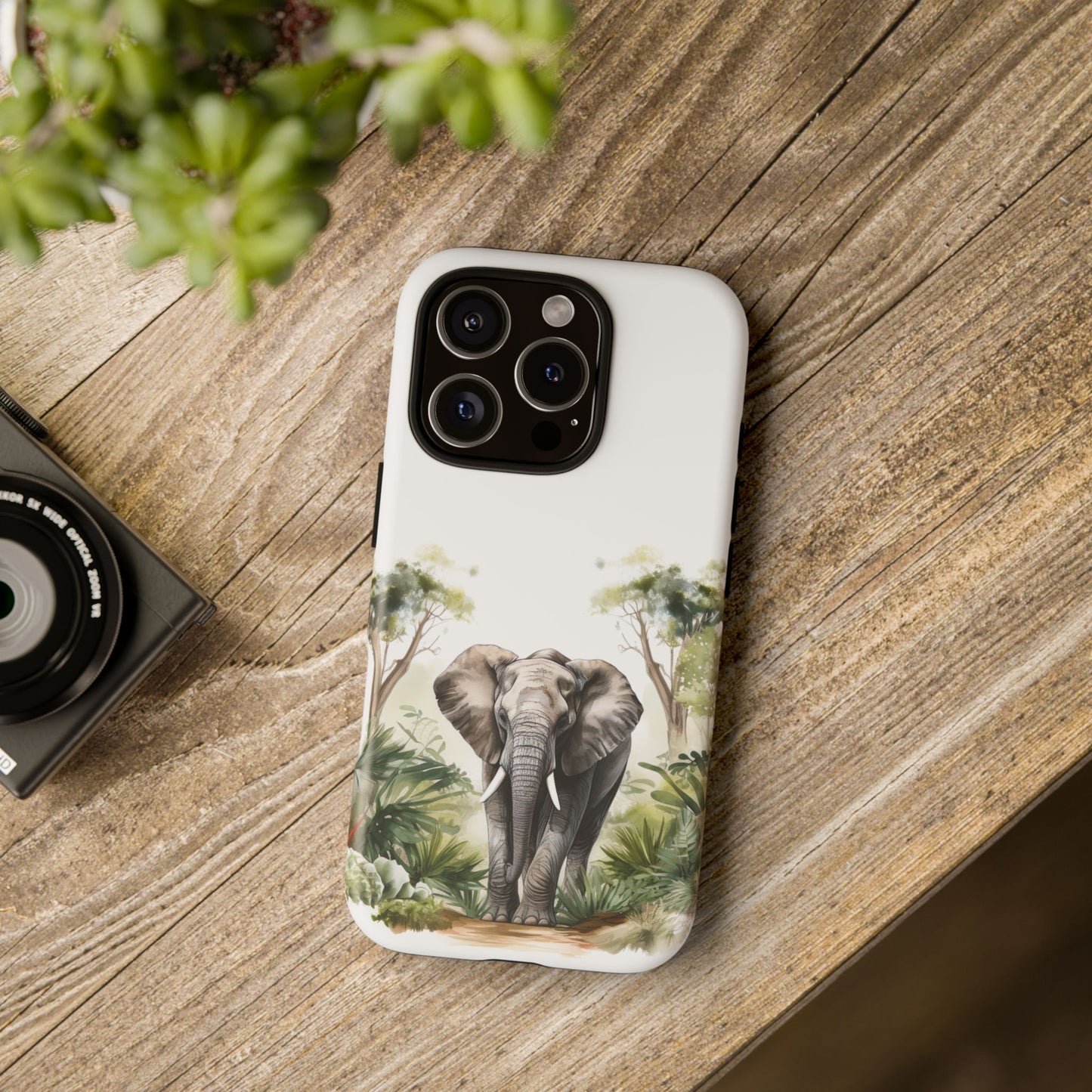 Serene Jungle Elephant Mobile Cover – Watercolor Wildlife Design