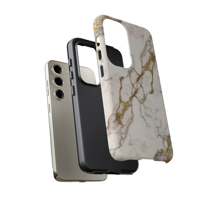 Elegant White and Gold Marble Case Design