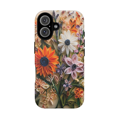 Intricate Quilled Floral Artwork In Vibrant Colors phone case design.