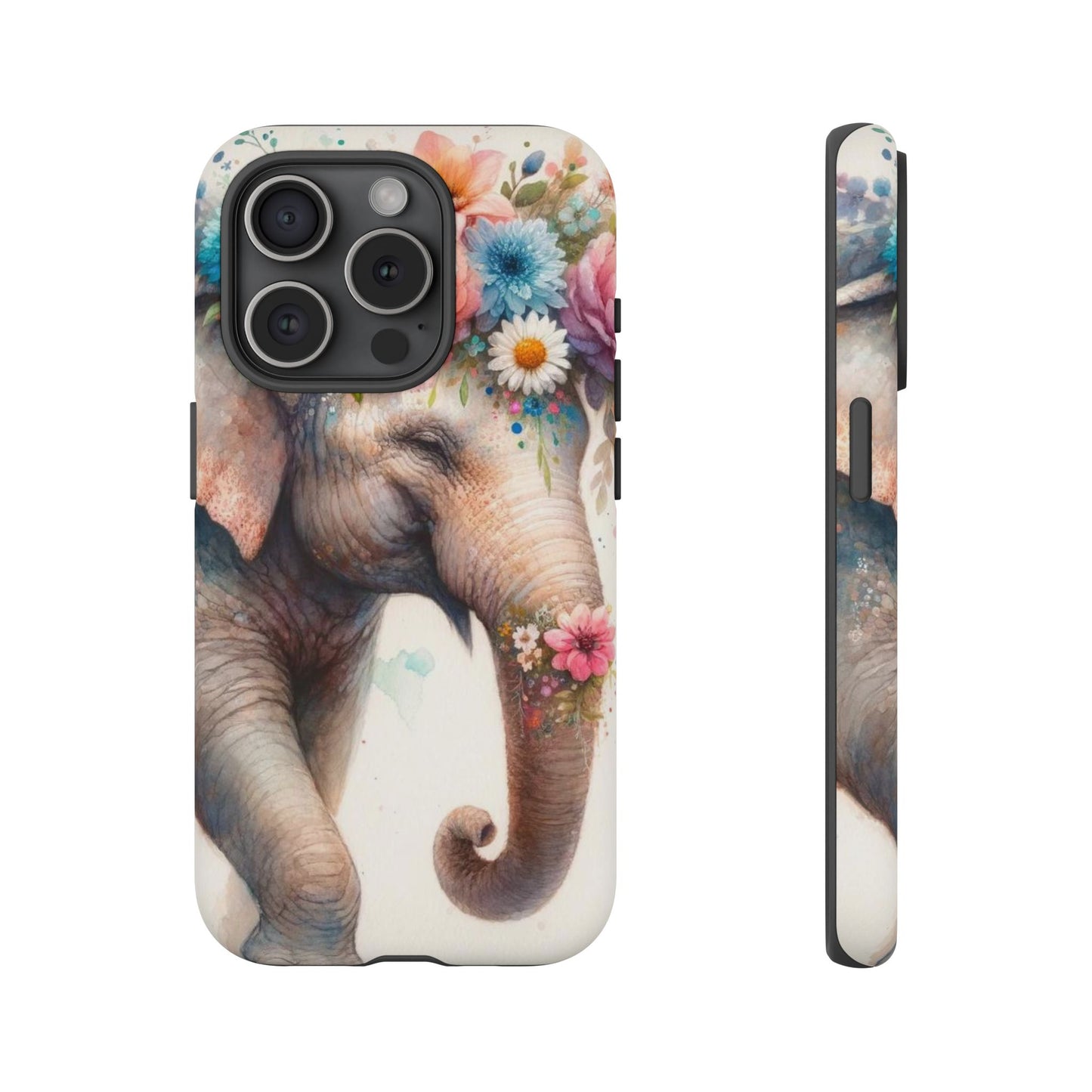 Joyful Floral Elephant Mobile Cover – Whimsical Watercolor Art