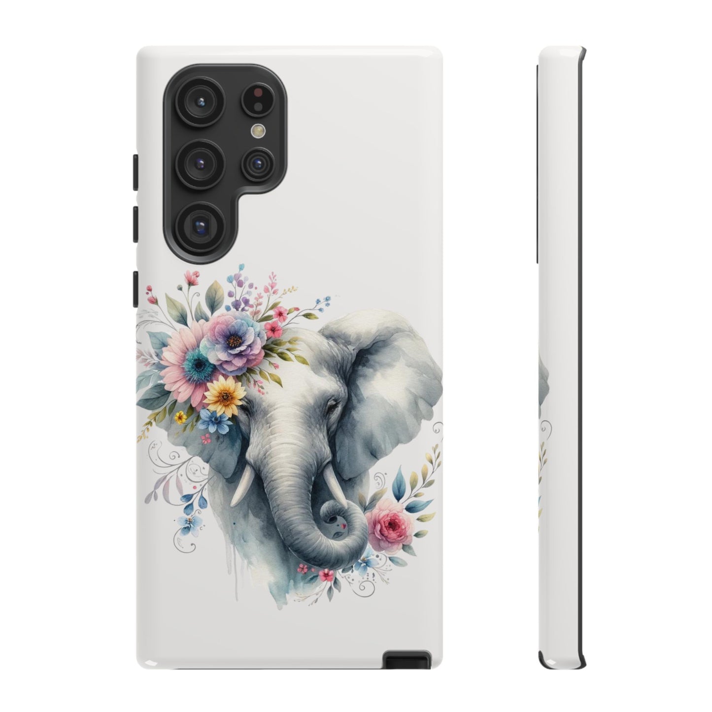 Floral Elephant Mobile Cover – Elegant Watercolor Art