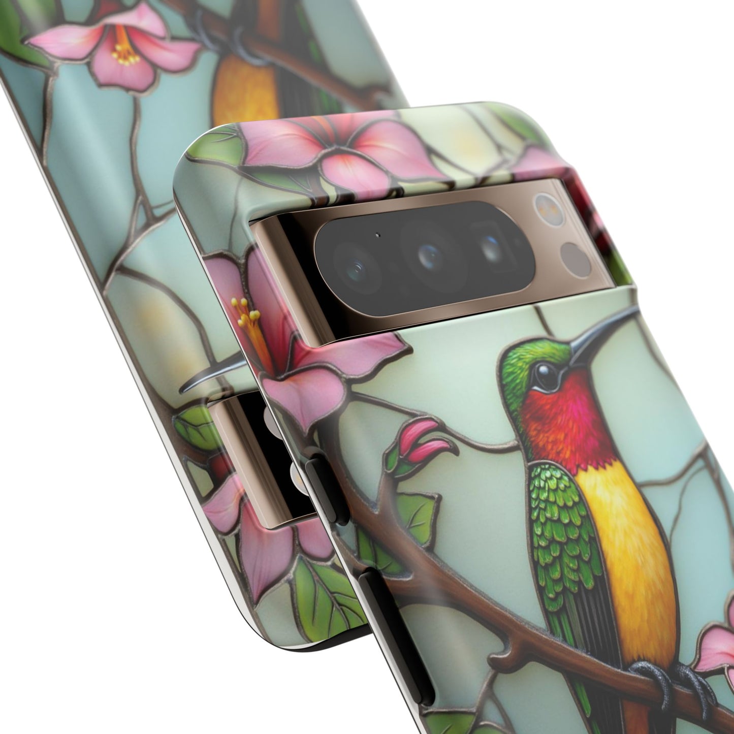 Elegant Hummingbird with Floral Mosaic | Artistic Nature Design