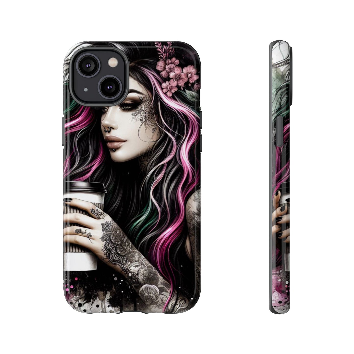Tattooed Serenity – Gothic Coffee Lover Mobile Cover