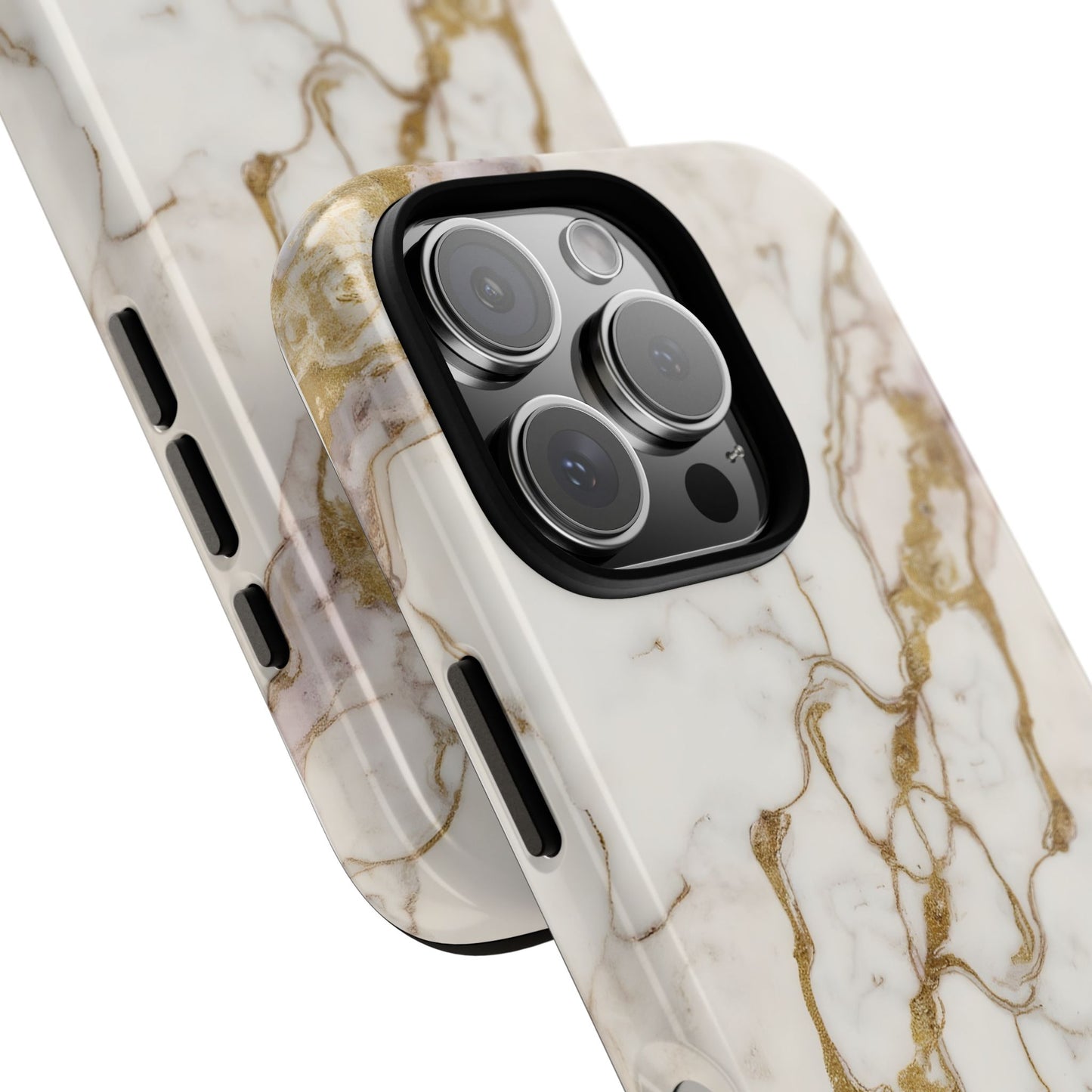 Elegant White and Gold Marble Case Design