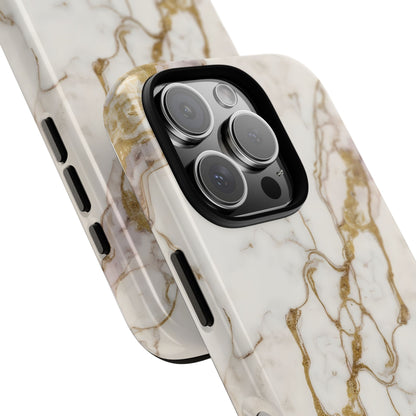 Elegant White and Gold Marble Case Design