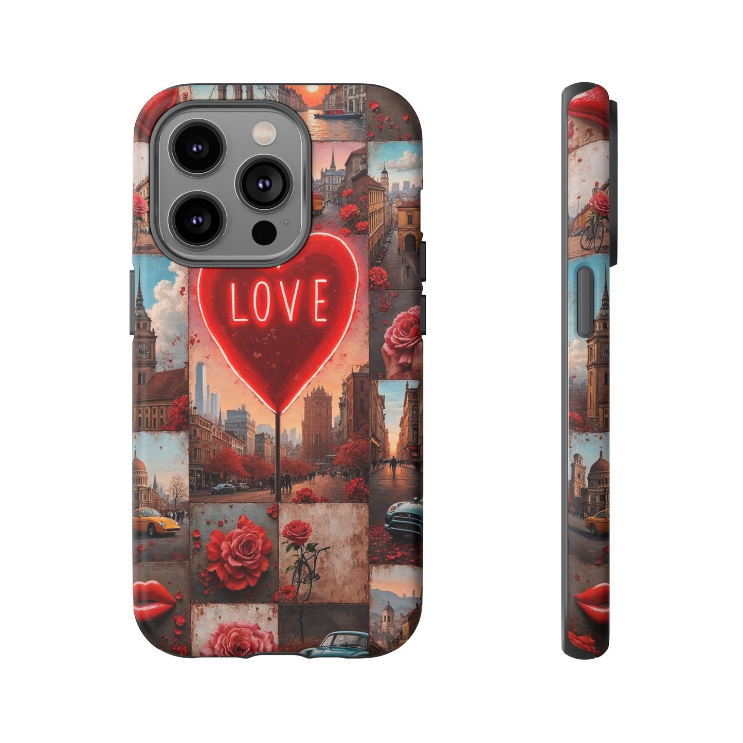 Neon Love Heart & Rose Phone Case