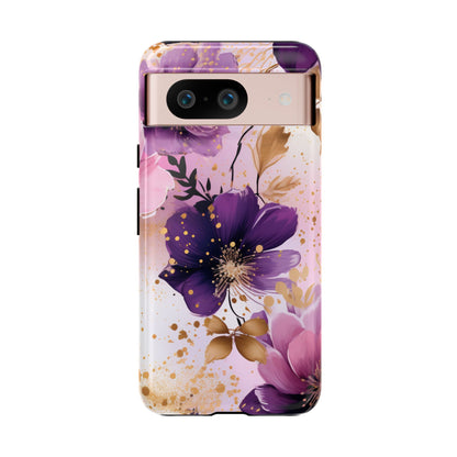 Luxury Purple & Gold Floral Aesthetic Mobile Case