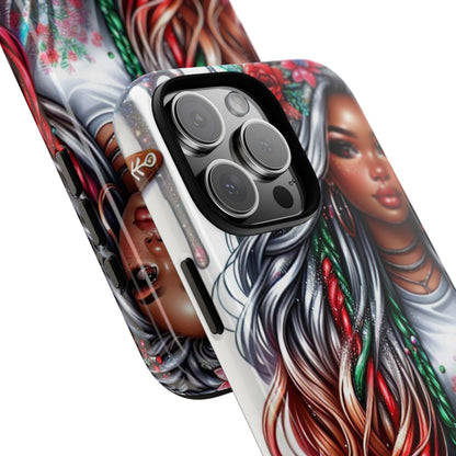 Festive Boho Queen – Holiday Glow & Candy Cane Braids Mobile Cover